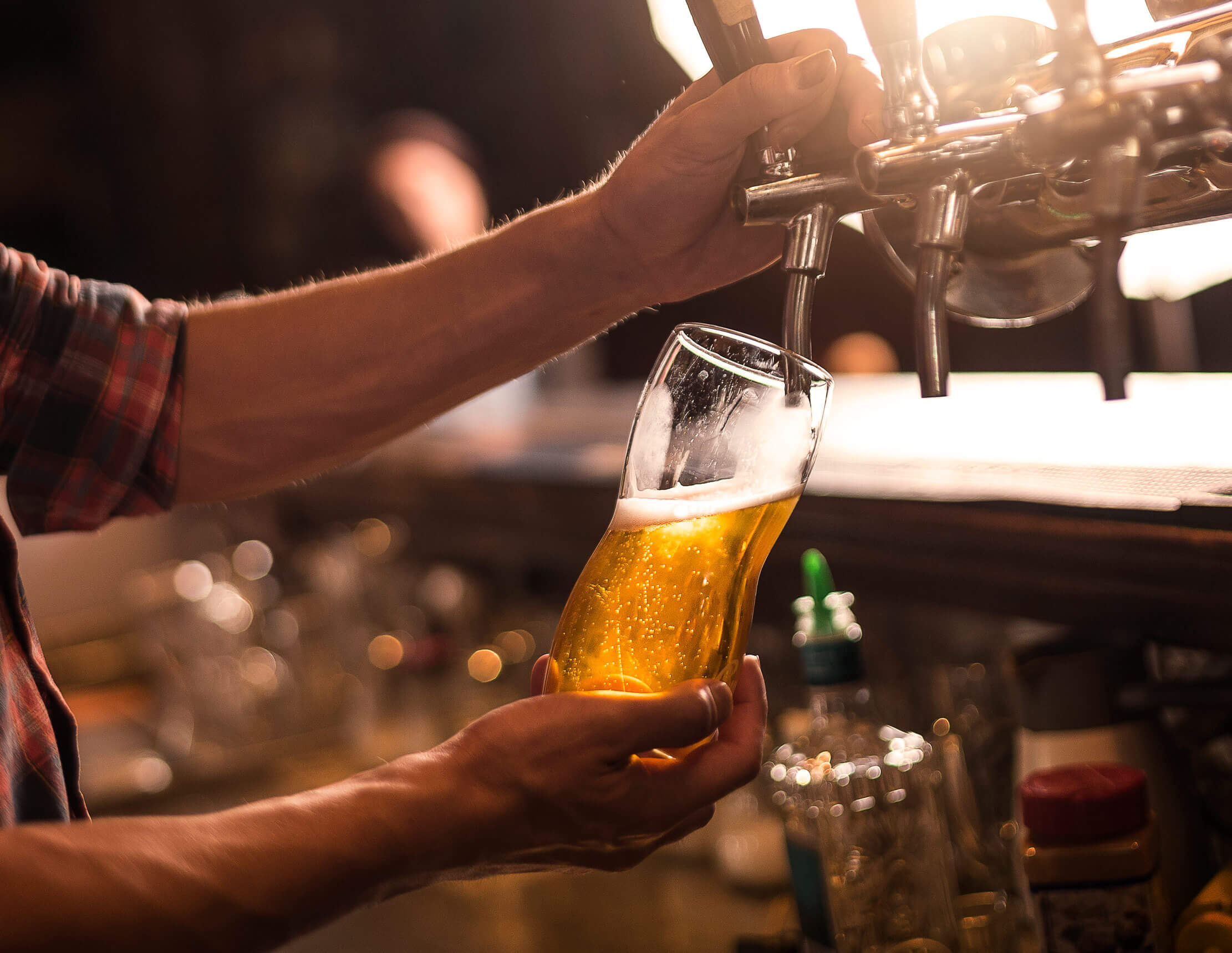 Pouring a beer